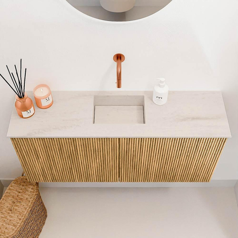 Mondiaz JOYA-DLUX 90cm meuble de toilette - couleur Oak - Vasque FAYE position Milieu Sans trou de robinet couleur Meli. SW1423936