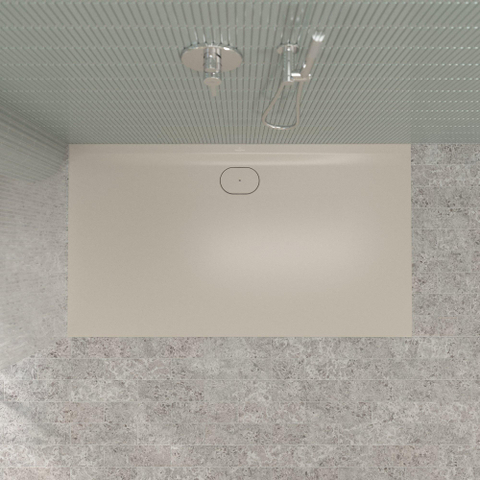 Villeroy & Boch Ecora douchebak - 160x90x3.5cm - afvoer lange zijde - almond (beige) SW1559019