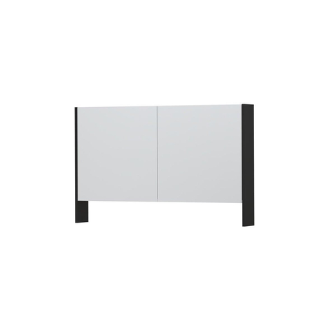 INK SPK3 Spiegelkast - 120x14x74cm - 2 deuren - dubbelzijdige Spiegel - open planchet - schakelaar en stopcontact - MDF lak zwart mat SW440220