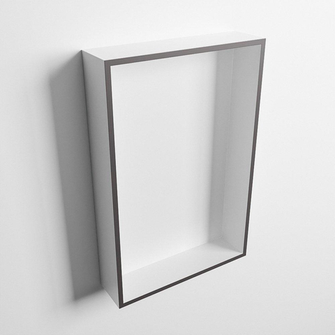 Mondiaz Easy nis 29.5x44.5x8cm voor Inbouw/opbouw 1 open vak Solid surface Talc/DarkGrey SW643642
