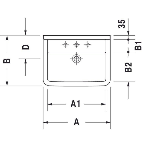 Duravit Starck 3 Philippe Starck - 3 wastafel - 65x48cm - wondergliss - wit 0312576
