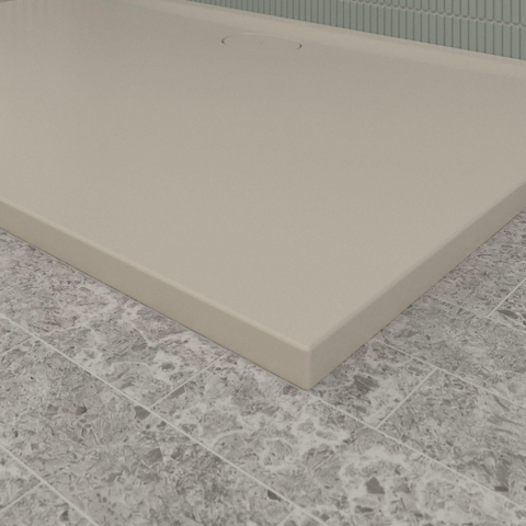 Villeroy & Boch Ecora douchebak - 150x100x3.5cm - afvoer lange zijde - almond (beige) SW1558910