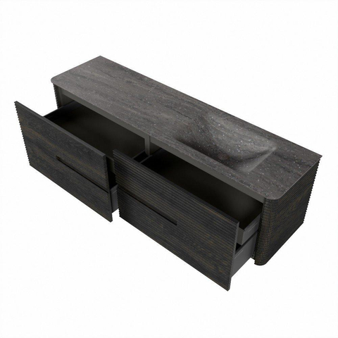 Mondiaz CIRO-DLUX Ensemble de meubles de salle de bains - 170x45x50cm - plan vasque Solid surface Oza - 1 vasque à droite - sans trous de robinetterie - 4 tiroirs - Shadow SW1532661