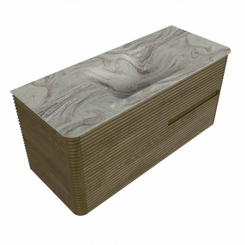 Mondiaz CIRO-DLUX Badkamermeubelset - 110x45x50cm - Solid surface wastafel Glace - 1 wasbak Midden - 1 kraangat - 2 lades - Dusk SW1532867