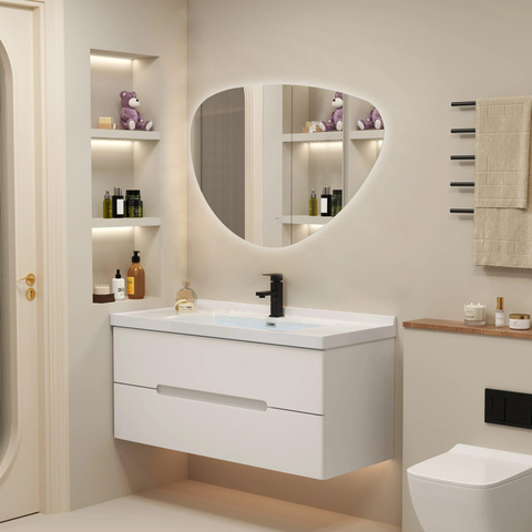 Saniclass Organic Sim miroir – forme organique – 120 x 80 cm – LED indirecte tout autour – chauffage de miroir SW1225232