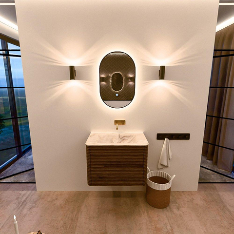 Mondiaz CIRO-DLUX Badkamermeubelset - 70x45x50cm - Solid surface wastafel Frappe - 1 wasbak Midden - zonder kraangaten - 2 lades - Dusk SW1533810