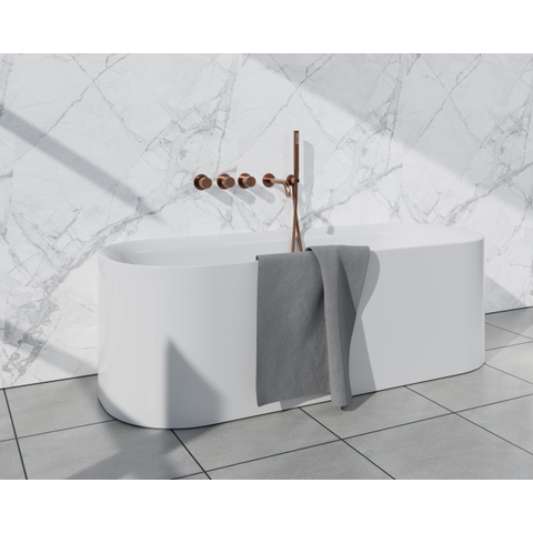 Fortifura Nebbio Badcombinatie-set - thermostaatkraan - wandaansluitbocht - met handdouchehouder - metalen doucheslang - staaf handdouche - uitloop - PVD - geborsteld koper SW1238098