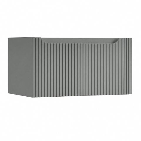 H&R Badmeubelen Juice Wastafelonderkast - 80x45x40cm - rechterhoek afgerond - 3D-front - 1 lade - geïntegreerde greep - stone grey mat SW1259582