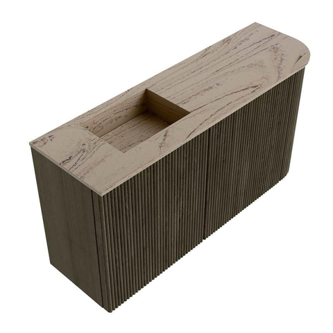 Mondiaz JOYA-DLUX 81.6cm meuble de toilette - arrondi droit couleur Shadow - Vasque FAYE position Gauche 1 trou de robinet couleur Arena. SW1424831