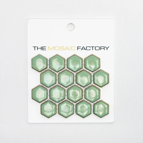 ÉCHANTILLON The Mosaic Factory Barcelona carreau mosaïque 2.3x2.6x0.5cm Hexagone Porcelaine émaillée Vert antique avec bordure rétro SW862005