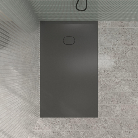 Villeroy & Boch Ecora douchebak - 150x90x3.5cm - afvoer korte zijde - anthracite (antraciet) SW1558924