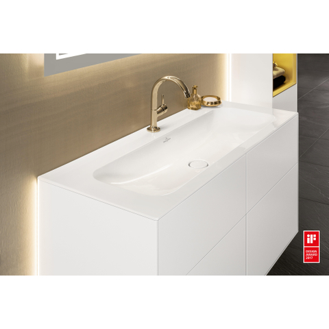 Villeroy & Boch Finion Meuble sous-lavabo - avec éclairage - 4 tiroirs à extraction - 1196 x 591 x 498 mm - Laque Blanc Brillant SW479480