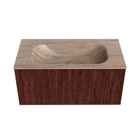 MONDIAZ KURVE-DLUX 90cm badmeubel kleur Ruby met 1 lade en 0 deuren. Wastafel BIG SMALL Midden 1 kraangat Saba. SW1433464