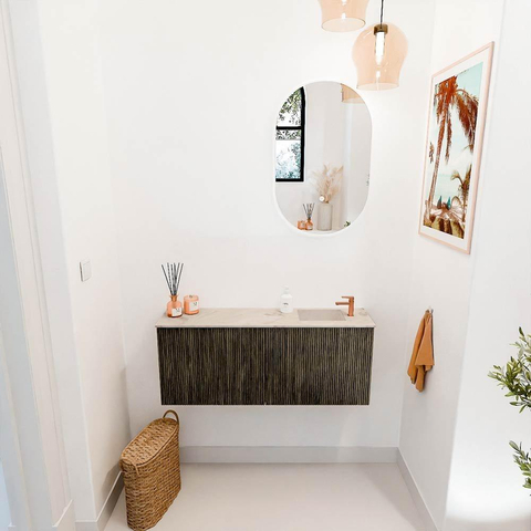 Mondiaz JOYA-DLUX 100cm toiletmeubel - kleur Shadow - Wastafel FAYE positie Rechts 1 kraangat kleur Frappe. SW1422722