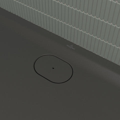 Villeroy & Boch Ecora douchebak - 170x90x3.5cm - afvoer lange zijde - anthracite (antraciet) SW1558935