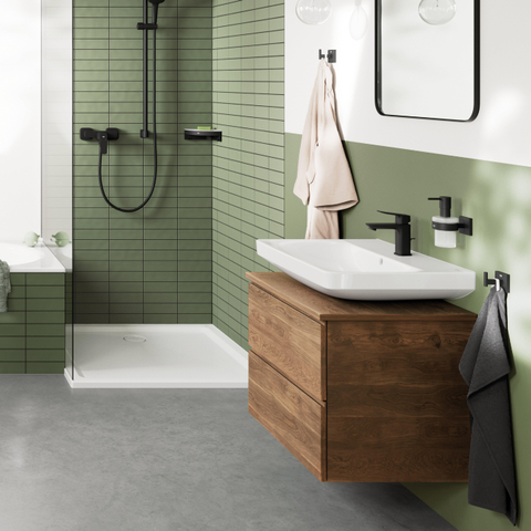 GROHE Dice mitigeur lavabo - s-size - sur plage - saillie 10.6cm - avec vidage - noir mat SW1440580