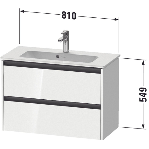 Duravit Ketho 2 meuble sous-lavabo avec 2 tiroirs 81x39x54.9cm avec poignées chêne anthracite noir mat SW772303