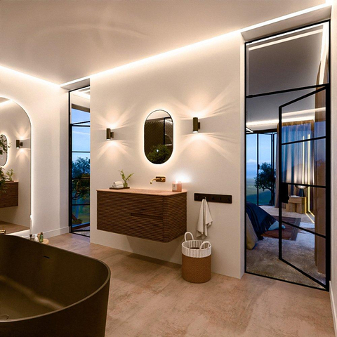 Mondiaz CIRO-DLUX Ensemble meuble de salle de bains - 110x45x50cm - Plan-vasque Solid surface Saba - 1 vasque à droite - sans trous de robinetterie - 2 tiroirs - Dusk SW1533820