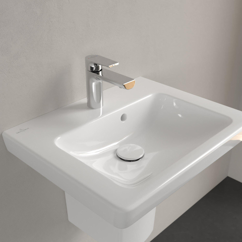 Villeroy & Boch Subway 2.0 fontein - 50x40cm - 1 kraangat - met overloop CeramicPlus - White Alpine (glans wit) 1024200