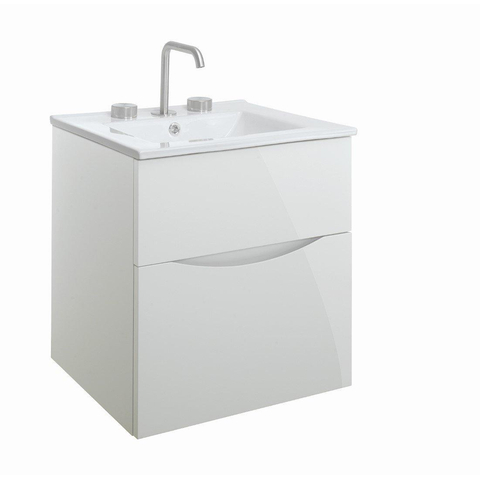 Crosswater Glide II Wastafelonderkast - 50x45x52cm - 2 lades - greeploos - glans wit (grijs) SW487225