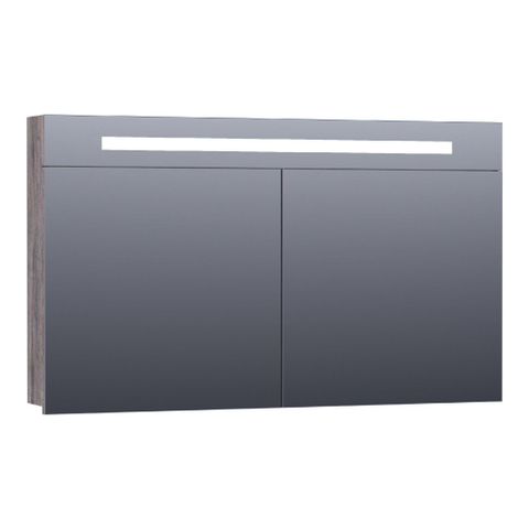 Miroir de toilette BRAUER Promise - 120x70x15cm -- avec éclairage direct - 2 portes miroir unilatérales - Bois flotté SW499504