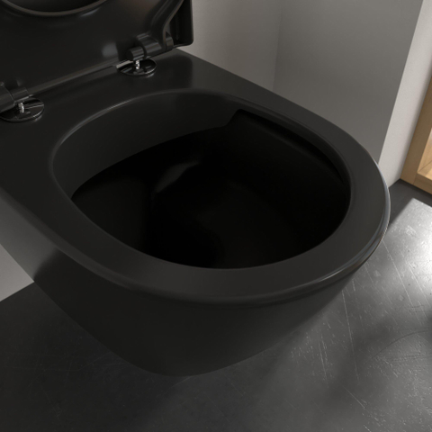 Villeroy & Boch Subway 2.0 WC suspendu 56cm - flush direct - à fond creux - CeramicPlus - Noir pur (noir) SW1162780