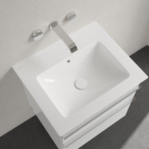 Villeroy & Boch venticello wastafel - zonder kraangat - 60x50cm - met overloop - White Alpine (glans wit) 1025154