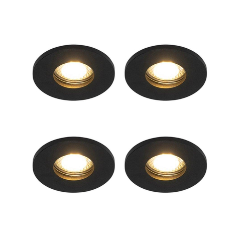 QAZQA Shed Inbouwspot - set van 4 - 8.5x8.5cm - IP54 - rond - mat zwart SW1210149