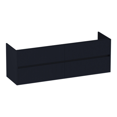 BRAUER Adore Wavy meuble sous-lavabo 160 4 tiroirs softclose - sans poignée - 2 découpes pour siphon - noir mat SW1198602
