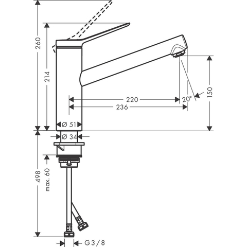 Hansgrohe Zesis m33 - eengreeps keukenmengkraan - 150 - 1jet - rvs look SW730028