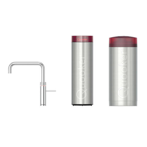 Quooker Fusion Square kokendwaterkraan - draaibare uitloop - Combi+ incl. Cube reservoir - Warm / kokend / bruisend / gefilterd water - Chroom SW299788