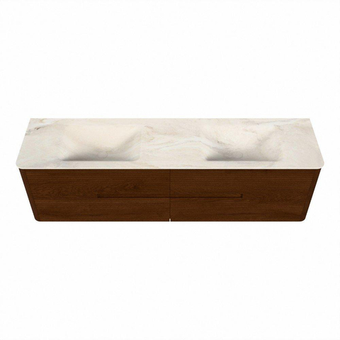 Mondiaz CIRO-DLUX Ensemble de meubles de salle de bains - 180x45x50cm - Plan-vasque solid surface Ostra - 2 vasques Double - 2 trous de robinetterie - 4 tiroirs - Ruby SW1531874
