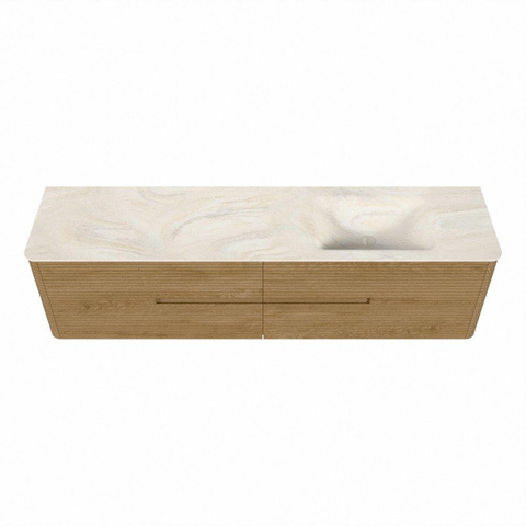 Mondiaz CIRO-DLUX Badkamermeubelset - 190x45x50cm - Solid surface wastafel Ostra - 1 wasbak Rechts - zonder kraangaten - 4 lades - Oak SW1530941