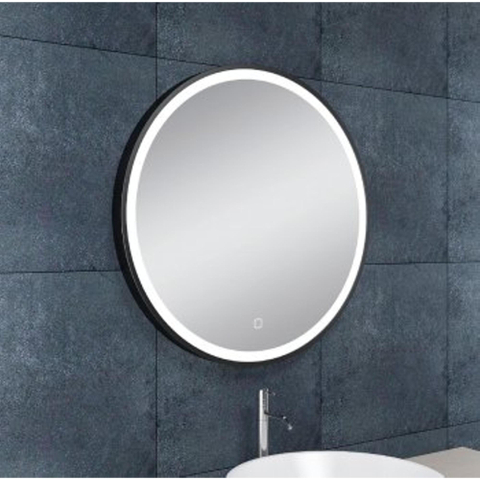 Wiesbaden Maro spiegel rond met LED, dimbaar en spiegelverwarming 60 cm mat zwart OUTLETSTORE STORE44121