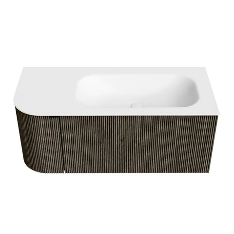 Mondiaz KURVE Ensemble de meubles de salle de bains - 105x46x40cm - 1 tiroir - 1 porte - vasque solid surface - droite - 1 trou de robinet - Shadow SW1414212