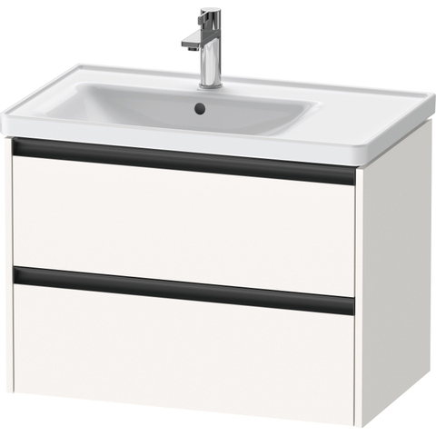 Duravit Ketho.2 Wastafelonderbouwkast - met 2 laden - voor waskom links - 78.4x45.5x54.9cm - met grepen antraciet - wit supermat SW772768