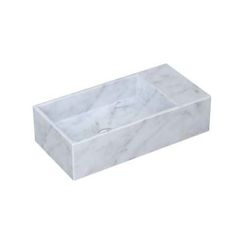 INK Versus Fontein - 36x18x9cm - wasbak links - 0 kraangaten - marmer mat wit SW692960