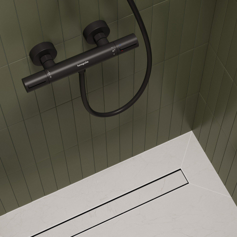 Hansgrohe RainDrain Go Douchegoot - 90cm - standaard/vlakke installatie - betegelbaar - mat zwart SW1590426