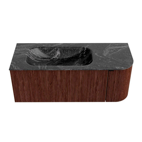 Mondiaz KURVE-DLUX Badkamermeubelset - 115x46x40cm - 1 lade - 1 deur - wastafel solid surface - links - 1 kraangat - Ruby SW1416036