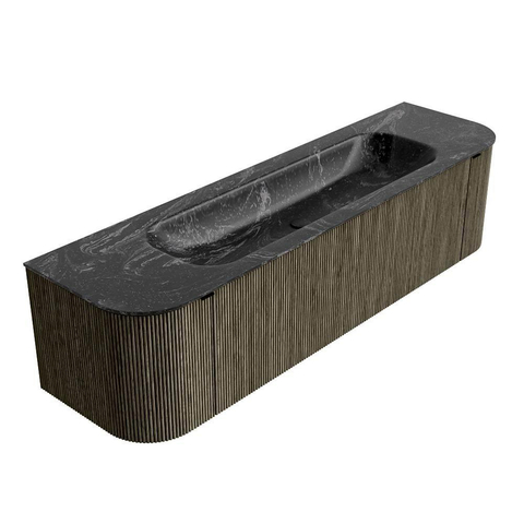 Mondiaz KURVE-DLUX Ensemble de meuble de salle de bains - 170x46x40cm - 1 tiroir - 2 portes - vasque solid surface - central - sans trou de robinet - Shadow SW1414669
