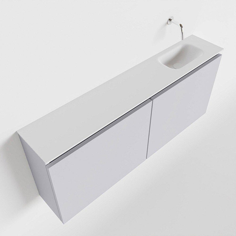 MONDIAZ TURE Toiletmeubel 120x23x50cm met 0 kraangaten 2 deuren cale mat Wastafel Eden rechts Solid Surface Wit SW475118