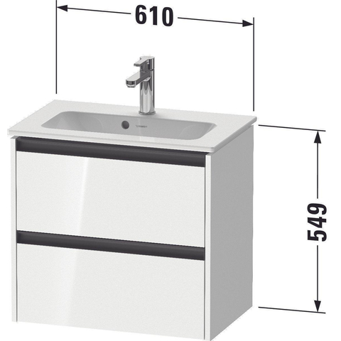 Duravit Ketho.2 Wastafelonderbouwkast - met 2 laden - 61x39x54.9cm - met grepen antraciet - hoogglans wit SW772930