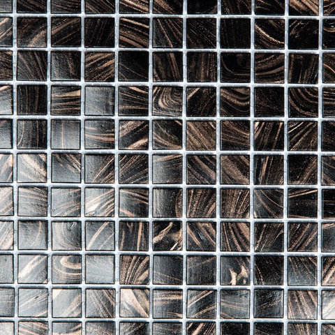 The Mosaic Factory Amsterdam mozaïektegel - 32.2x32.2cm - wand en vloertegel - Vierkant - Glas Black glans SW62137