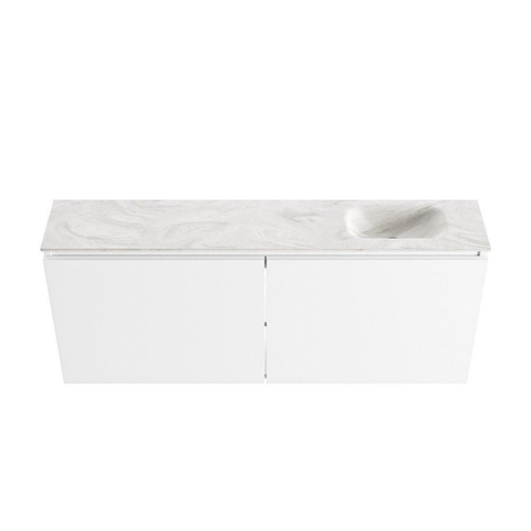 MONDIAZ TURE-DLUX Meuble WC 120 cm Talc. EDEN vasque Ostra position à droite. Avec 1 trou de robinet. SW1104672