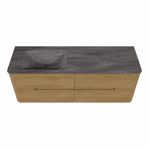 Mondiaz CIRO-DLUX Badkamermeubelset - 140x45x50cm - Solid surface wastafel Oza - 1 wasbak Links - 1 kraangat - 4 lades - Oak SW1531117