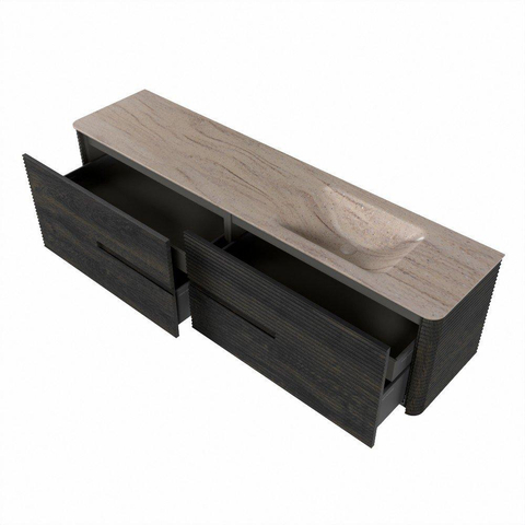 Mondiaz CIRO-DLUX Ensemble de meubles de salle de bains - 190x45x50cm - lavabo en solid surface Saba - 1 vasque à droite - sans trous de robinet - 4 tiroirs - Shadow SW1532743