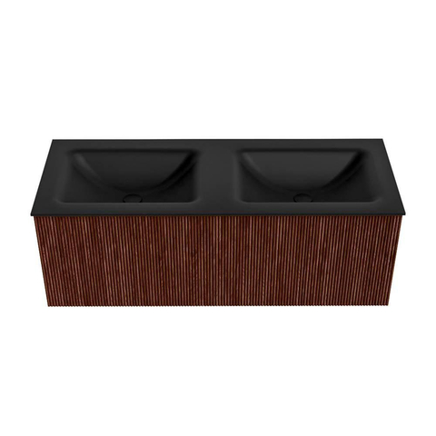 Mondiaz KURVE Ensemble de meubles de salle de bains - 120x46x40cm - 1 tiroir - lavabo solid surface - double - 2 trous de robinet - Ruby SW1415356
