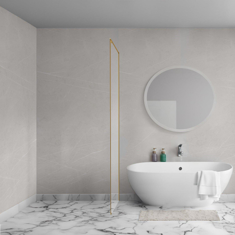 Aqua Vista Oria Cuadra paroi latérale - 70x200cm - avec kit de montage - pour cabine de douche - Or brossé SW1244209