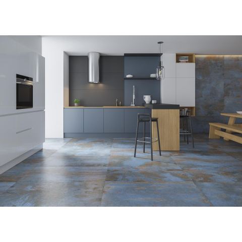 Terravito Copuro carreau mural et de sol - 30x60cm - 9mm - Rectangulaire - rectifié - effet béton - bleu mat SW359813