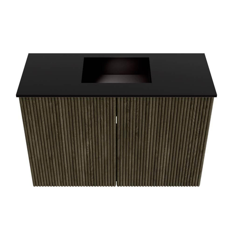 Mondiaz JOYA 60cm meuble de salle de bains - couleur Shadow - Vasque FAYE position Milieu 1 trou de robinet couleur Urban. SW1421534